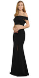 Black Two-Piece Long Prom Dress Off-Shoulder with Slit
