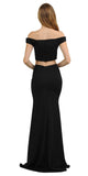Off-Shoulder Mermaid Long Prom Dress Two-Piece Black