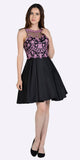Embroidered Illusion Bodice Homecoming Short Dress Mauve