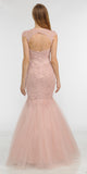Poly USA 8226 Mauve Appliqued Mermaid Long Formal Dress Cut-Out Back
