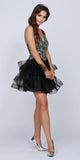 Black Plunging V-Neck Ruffled Skirt Homecoming Short Dress