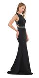 Black Sleeveless Long Prom Dress Beaded Open Back