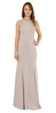 Mocha Long Prom Dress with Stylish Open Back