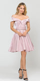 Poly USA 8238 Rose Gold Off-Shoulder Homecoming Short Dress with Pockets
