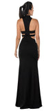 Black Racer Back Long Prom Dress with Side Cut-Outs