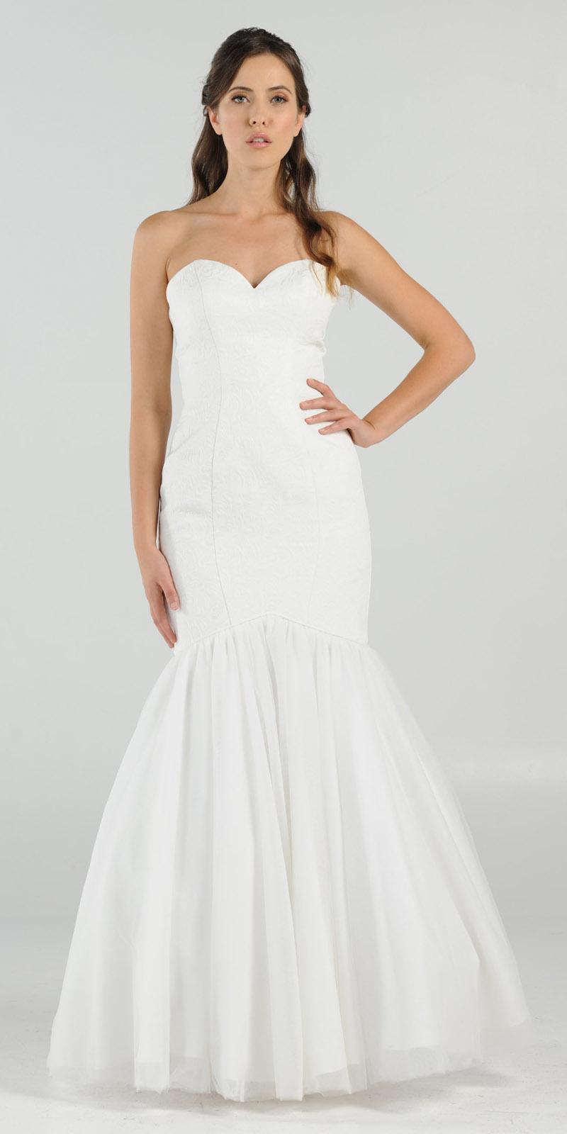 Sweetheart Neckline Strapless Mermaid Wedding Gown Off White