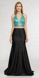 Jade Two-Piece Long Prom Dress Sequins Top V-Neck