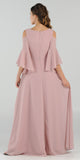 Cold-Shoulder V-Neck Long Formal Dress Bell Sleeve Mauve