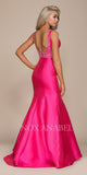 Nox Anabel 8307 Long Fuchsia Mermaid Gown Satin Beaded Bodice Sleeveless