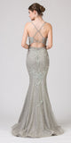 Silver Mermaid Long Prom Dress Lace with Appliques