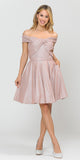 Poly USA 8356 Rose Gold Homecoming Short Dress Off-Shoulder