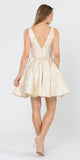 V-Neck and Back Champagne Homecoming Short Dress