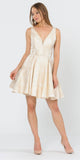 V-Neck and Back Champagne Homecoming Short Dress