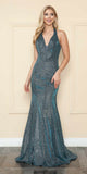 Poly USA | Ed Young 8384 Fitted Long Halter V-Neck Evening Dress