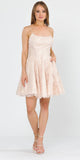 Poly USA 8388 Homecoming Short Dress with Pockets Champagne