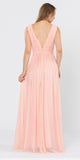 Blush V-Neck and Back Long Formal Dress Sleeveless