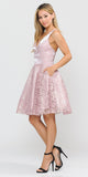 Poly USA 8418 Mauve V-Neck Short Homecoming Dress with Pockets