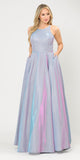Lavender Long Prom Dress with Criss-Cross Back and Pockets
