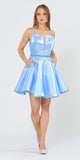 Embellished Waist with Pockets Homecoming Short Dress Baby Blue