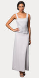 Long Chiffon Silver Mother of Groom Dress Lace 3/4 length Sleeve Jacket