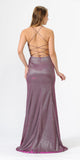 Poly USA 8494 Magenta Glitter Long Prom Dress with Strappy Back