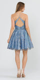 Short Halter Homecoming Dress Cut-Out Back Navy Blue