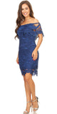 Royal Blue Off Shoulder Wedding Guest Dress Short