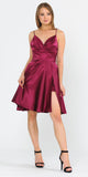 Burgundy Short Homecoming Romper Dress V-Neck
