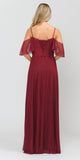 A-Line Cold-Shoulder Long Formal Dress Burgundy