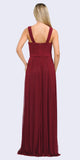 Burgundy A-Line Long Formal Dress Pleated Bodice