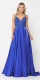 Poly USA 8576 Beaded Long Prom Dress with Pockets Royal Blue