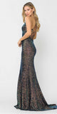 Multi-Color Lace-Up Back Long Prom Dress with Spaghetti Strap