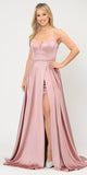 Mauve Romper Style Long Prom Dress with Pockets