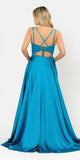Teal Romper Style Long Prom Dress with Pockets