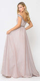 Poly USA 8664 Rose Gold Off-Shoulder Long Prom Dress with Pockets