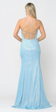 Poly USA 8668 Blue Mermaid Style Long Prom Dress with Spaghetti Straps