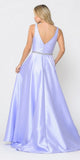 Poly USA 8682 V-Neck and Back Lilac Long Prom Dress with Pockets