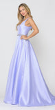 Poly USA 8682 V-Neck and Back Lilac Long Prom Dress with Pockets