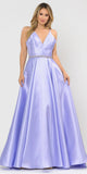 Poly USA 8690 V-Neck Long Prom Dress Lilac with Pockets