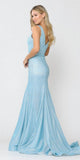 Poly USA 8704 Blue Mermaid Style Long Prom Dress Sleeveless
