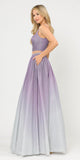 Ombre Two-Piece Long Prom Dress with Pockets Lilac