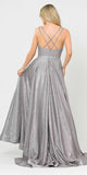 Magenta/Silver Long Prom Dress with Criss-Cross Back
