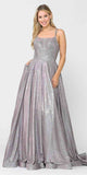 Long Glitter Prom Dress with Pockets Magenta