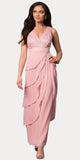 Dusty Rose V-Neck Long Dress Empire Lace Chiffon Include Lace Jacket