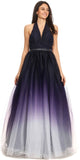 Halter Style Prom Ball Gown Navy Blue/Ombre