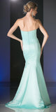Cinderella Divine 8792 Strapless Sweetheart Neckline Mermaid Satin Full Length Gown Mint Back View