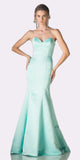 Cinderella Divine 8792 Strapless Sweetheart Neckline Mermaid Satin Full Length Gown Mint