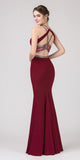 Burgundy Keyhole Bodice Mermaid Long Prom Dress