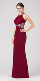 Burgundy Keyhole Bodice Mermaid Long Prom Dress