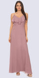 Fashion Eureka 8877 Ruffled Cold-Shoulder Long Bridesmaids Dress Mauve